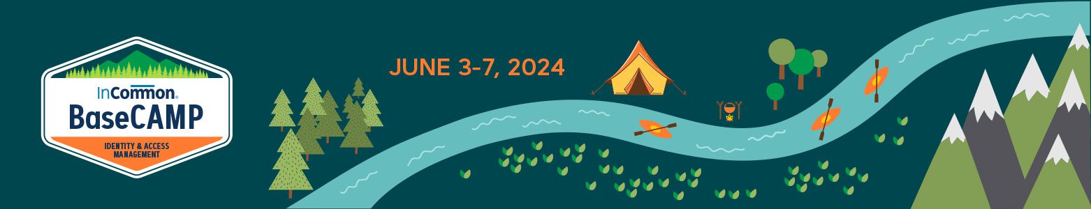 BaseCamp graphic displaying a campground setting in nature.