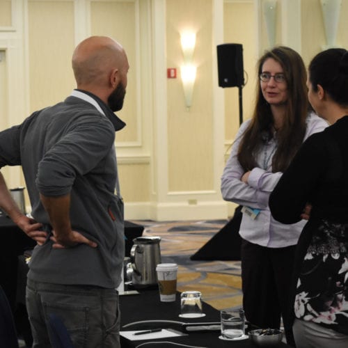 A group of colleagues networking